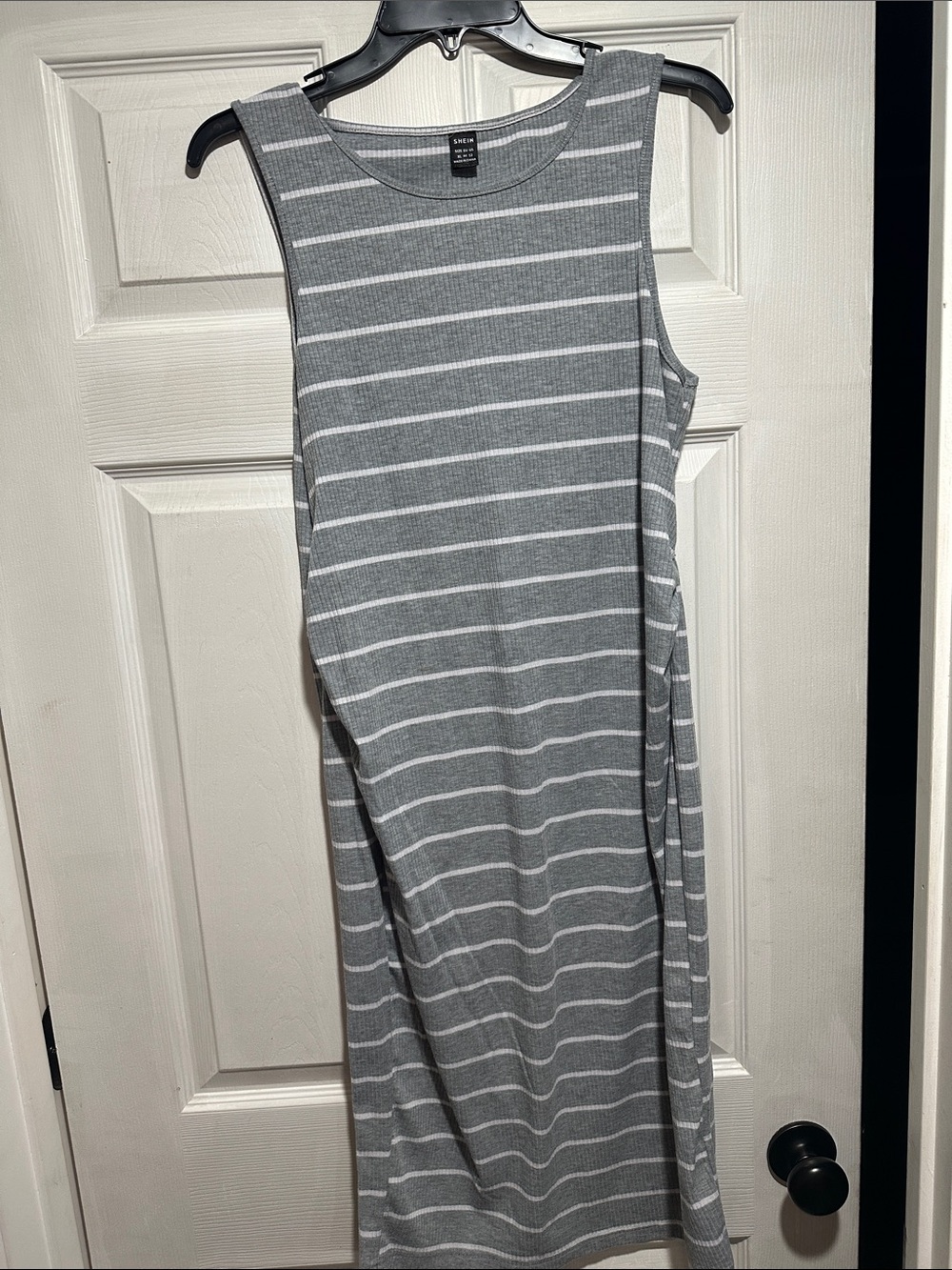 Maternity Gray Striped Sleeveless Knit Dress SHEIN